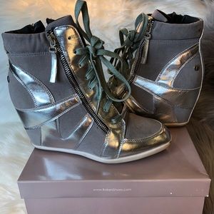 Bakers Silver High Top Wedge Sneakers Sz 9